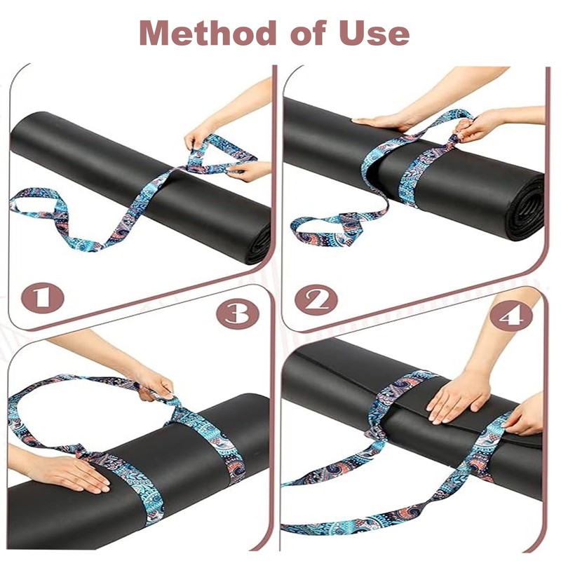 MKKM Yoga Mat Carrying Strap, Adjustable Loops, Pink and Purple