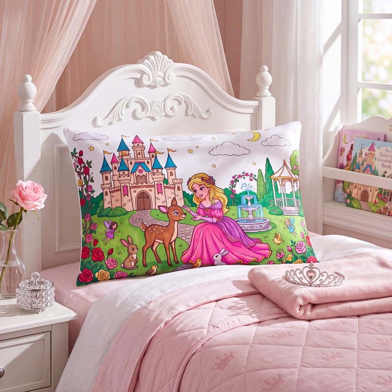 4 Set Coloring Pillowcase with Marker Craft Kit,Princess