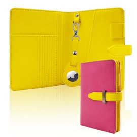 Deziliao Passport wallets, Mulit-purpose RFID Blocking Passport Holder AirTag Wallet, Travel Wallet（Pink）