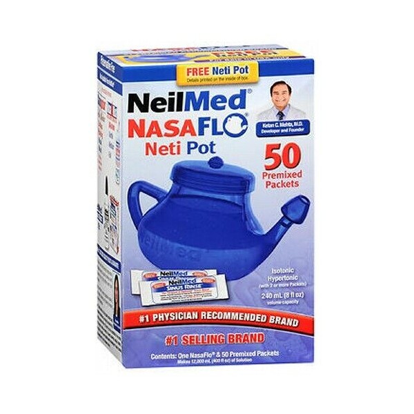 Neilmed Nasaflo Unbreakable Neti Pot With Premixed Pack