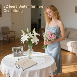 FloraVigo Guest Book Wedding, Guest Book Birthday, 144 Pages Premium Guest Book Made of Thick Paper for Anniversary, Birthday, Baby Shower, Christening (Beige)