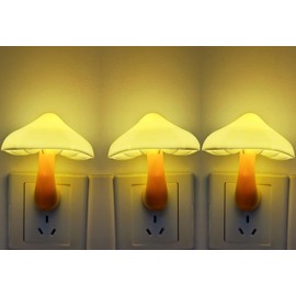 AUSAYE 3 Pack Sensor LED Night Light Plug in Lamp Mushroom Night Light for Adults Kids NightLight Bedroom,Bathroom,Toilet,Hallway,Stairs,Kitchen,Basement Warm White