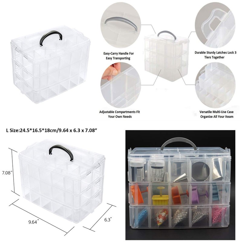 ZLY 3-Tier Demountable Plastic Jewelry Box Organizer Storage Container with