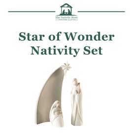 The Nativity Store Star of Wonder Nativity Set - Neutral Christmas Nativity Set for Indoor Holiday Decor - Traditional Nativity Story Figures for Christmas Decor (3 Pieces)