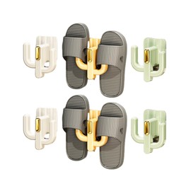 ROLUXENTIA 6 Pack Wall Mounted Shoe Rack - Premium Hanging Shoe Organizer Shelf with Sticky Hanging Mounts, Door Shoe Hangers with Hooks for Slippers Storage, Mix Color