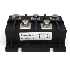 Aigoodele MDS200-16 200A 1600V Three Phase Bridge Rectifier Module, AC to DC Converter for CNC, Motor Drives, Power Supply with Efficient Heat Dissipation
