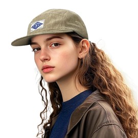 Clakllie Cap Men's Trucker Cap Snapback Hats 5-Panel Cap Flat Brim Baseball Cap Summer Sun Cap Flat Brim Baseball Cap Adjustable Outdoor Cap Baseball Cap Camping Hat, H-5P02-Khaki