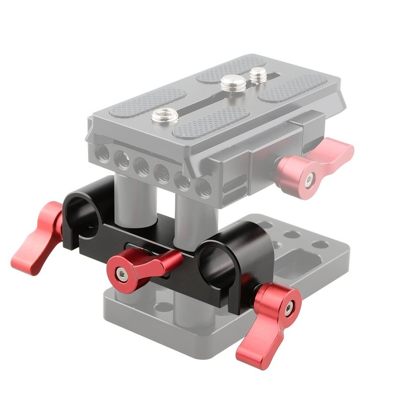 CAMVATE 15mm Rod Clamp with 4-Holes (Red Knob)
