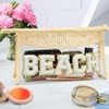 Bolsa de maquillaje con letra de chenilla con purpurina, capacidad