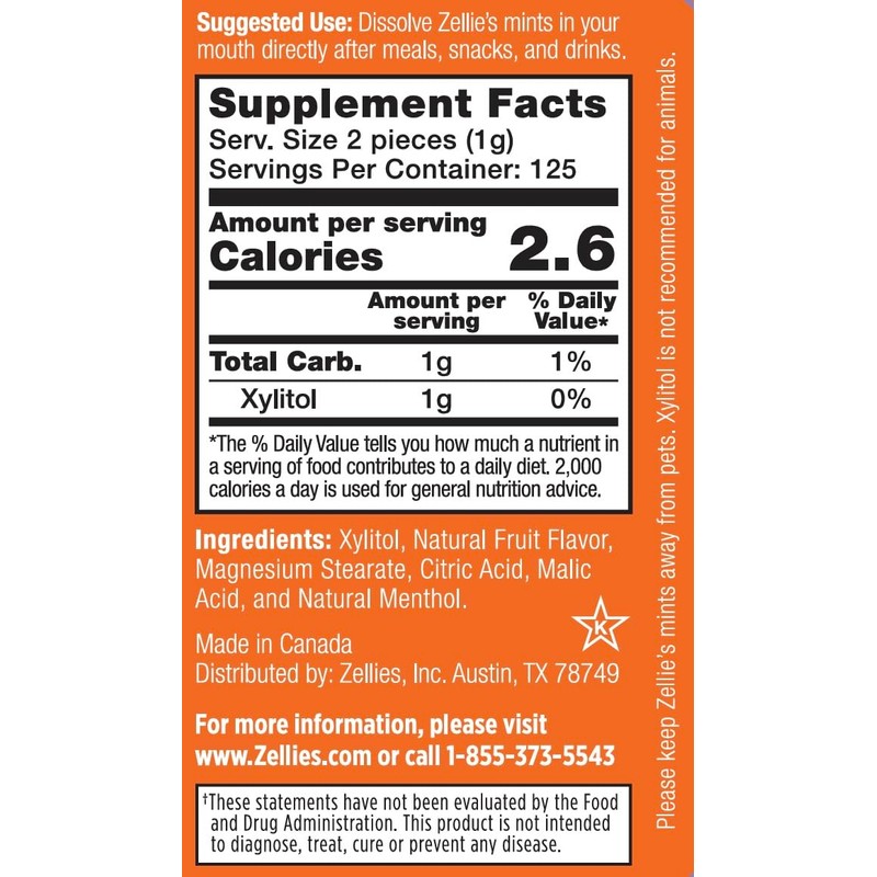 Zellie's | 100% Xylitol Cool Fruit Mints Breath Mints |