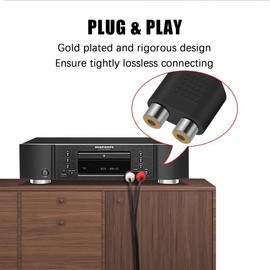 CABLEPELADO Stereo 3.5mm Jack to 2 RCA Female Audio Adapter Audio Converter AUX IN TRS RCA to Jack Dual PVC Black