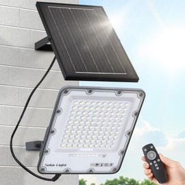 200W Solar Flood Light Outdoor 40000LM 6500K LED Solar Street Light with Remote, IP66 Waterproof Dusk to Dawn Outdoor Security Lighting, 13FT Cable Splitted Solar Powered Lamp for Parking Lot Garage