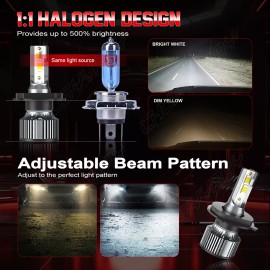 CHUSYYRAY 2X H4 9003 LED Headlight Bulbs High Low Beam Conversion Kit 6000K white