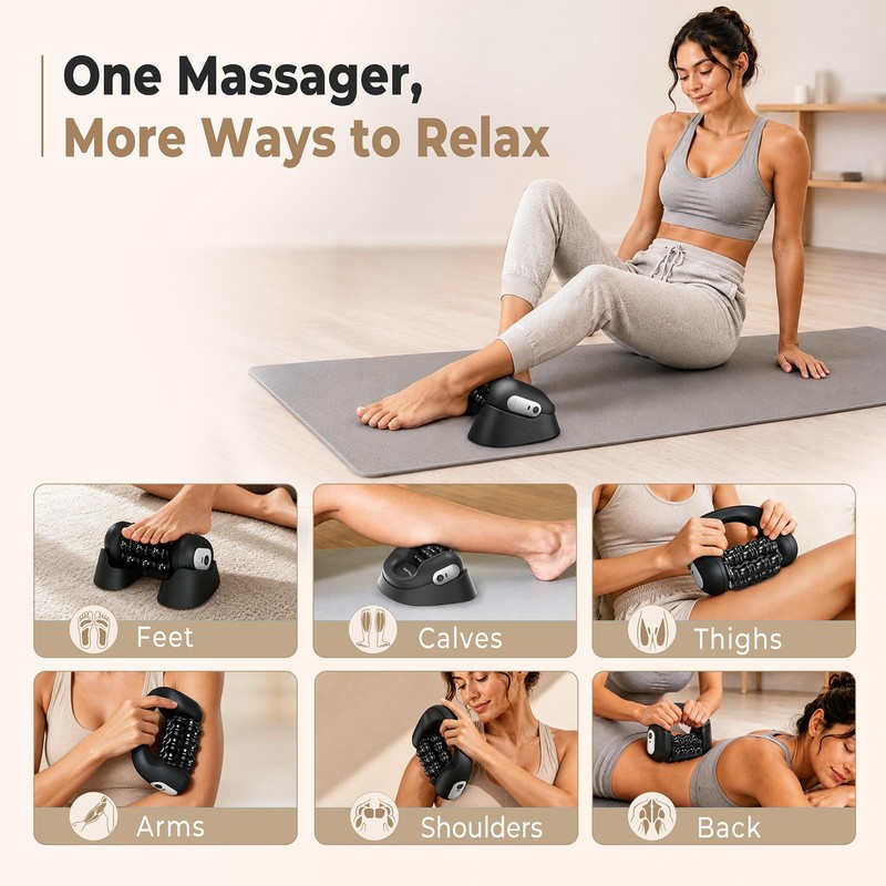 Electric Rolling Percussion Massager with Hands-Free Dock
