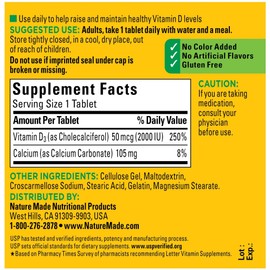 Nature Made Vitamin D3, 100 Tablets, Vitamin D 2000 IU (50mcg) Helps Support Immune Health, 100 tabletss….