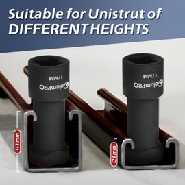 ColumPRO 17mm Unistrut Channel Socket Set, One 17mm 1/2" Drive 42 Cr-Mo Steel Impact Socket with One Adapter for Easy Use