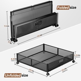 PHINOX Under Bed Storage Containers with Wheels - Shoe Storage Organizer Drawer, Tool-free Assembly Metal Underbed Storage for Bedroom Clothes, Shoes, Blankets - 2Pack