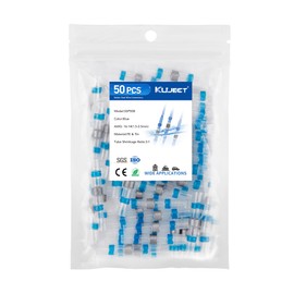 Kuject Solder Connector Set, 50 Pieces Heat Shrink Tubing with Solder, Butt Connector, Waterproof 1.5-2.5 mm², AWG 16-14 (Blue)