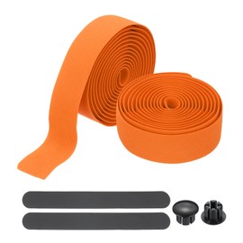 PATIKIL Bike Handlebar Tape, 2 Rolls 6.6 Feet Bike Grip Tape High-Elasticity EVA Foam Cycling Handle Wraps Comfortable Non-Slip Shock Bicycle Wrap with End Plugs for Road Bike, Orange