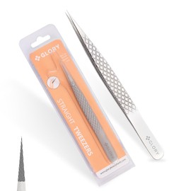 Pinzas Glory para extensiones de pestañas clásicas y de aislamiento, pinzas de fibra rectas y puntiagudas, pinzas multiusos de acero inoxidable, pinzas rectas de aislamiento para pestañas.