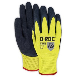 MAGID D-ROC ANSI A9 Cut Resistant Work Glove, 12 Pairs, Crinkle Latex Coated, Size 8/Medium, Style 10