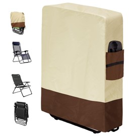 lihtsofty 2 Pcs Outdoor Zero Gravity Folding Chair Cover 32x 36.6 Inch Waterproof 420D Oxford Reclining Chair Cover for Patio Chair Lawn Beach Chair Protector All Weather Resistant Beige