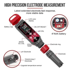 GIDIGI Digital Pool Salt Tester & pH Meter Water Quality Tester with Color Screen for Pool Aquarium Hot Tub Hydroponics 0.1 High Accuracy Salinity Tester Pool Water Testing Kit for Saltwater Aquarium