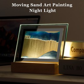 zalati Moving Sand Night Light 3D Sand Sea LED Light Sandscape Art Painting for Home and Office Decorations - Blue