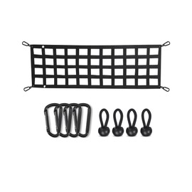 LUCKY STRAPS Tailgate Net for Pickup Truck Bed, 50'' x 15'' Heavy Duty Tailgate Cargo Netting for Small & Mid-Size Truck, Easy-to-use Tailgate Net for Chevy, Ford, Toyota, GMC, Dodge RAM, Jeep (Black)
