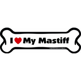 Imagine This Company I Love My Breed Bone Shaped Pet Magnet; Removable Magnets for Cars, Fridges, Lockers & More, Stylish Pet Inspired Car Accessories, 2 x 7 inches, 1 Item, White/Black, Mastiff