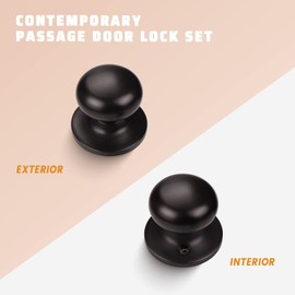 KNOBWELL 2 Pack Oil Rubbed Bronze Closet Door Knobs Passage Door Knob Set, Interior Door Knob, Hallway/Closet Keyless Door Knob