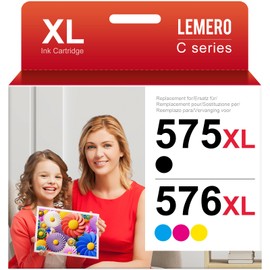 Lemero PG 575XL CL-576XL Cartridges Compatible with Canon Printer Cartridges 575 576 XL Multipack PG 575 XL CL 576XL for Canon TR4750i TR4751i TS3550i TS3551i (Black, Colour)