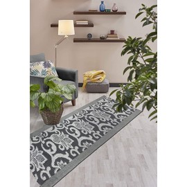 Custom Size Lily Hallway Runner Rug Slip Resistant, 26 Inch Wide x Your Choice of Length Size, Anthracite, 26 Inch X 7 Feet, Sold and Priced Per Foot