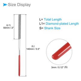 CoCud Diamond Coated Needle File, 150 Grit 3 mm Shaft 140 mm Length, Diamond Flat File Sharpening Tool - (Applications: for Metal Glass Stones) Pack of 2
