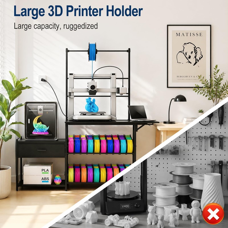 3D Printer Stand with Filament Storage Rack, Integrated Heavy Duty