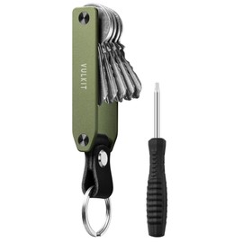 VULKIT Metal Key Organiser Minimalist Key Holder Compact Key Case for Men Keychain Secures 1-6 Keys Includes Keyring Loop for Car Key, Green