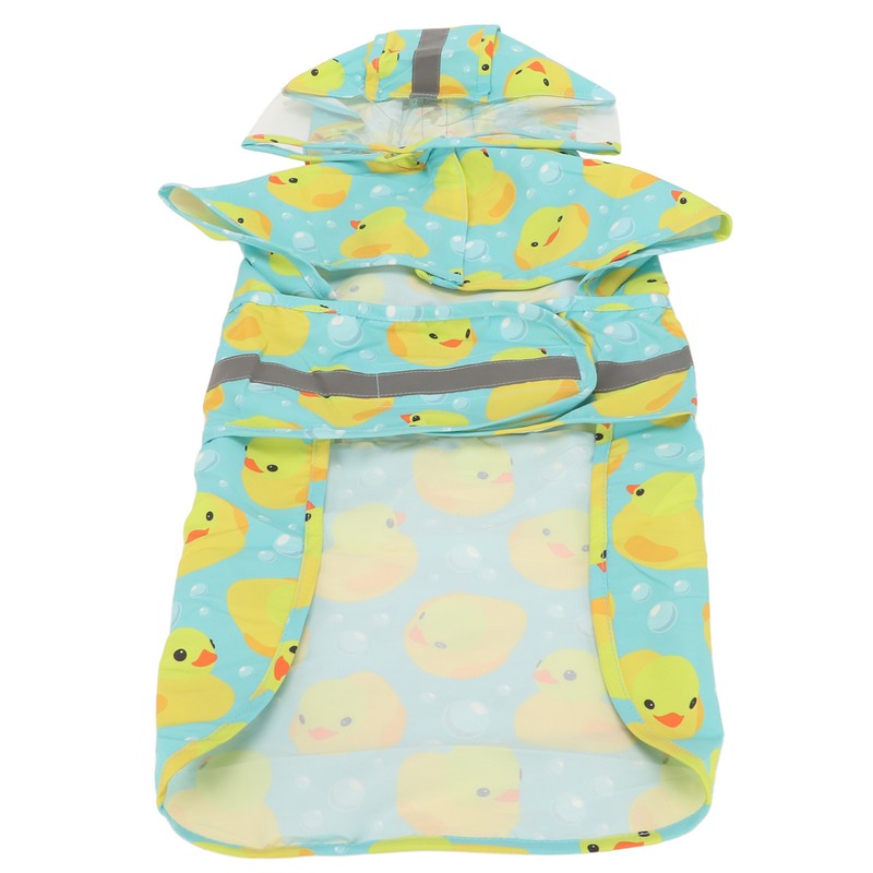 Pet Rain Jacket Duckling Pattern Waterproof Reflective Adjustable 4 Legs