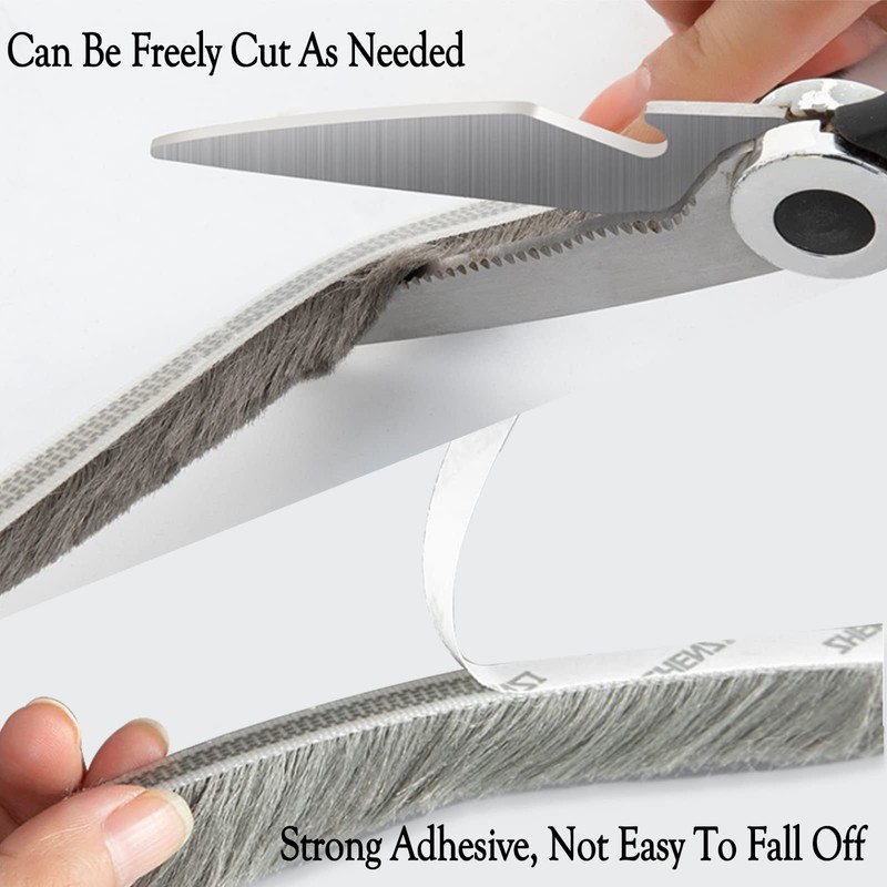Grey Window Weather Seal Strip, Weather Stripping Brush for Sliding