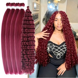 Burgundy Braiding Hair Pre stretched Curl Boho Hair for Braiding