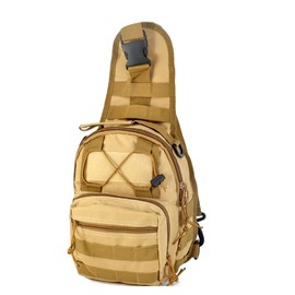 Outdoor Tactical Sport Bag Sling Shoulder Portable Cycling Camping Fishing Backpack (khaki)