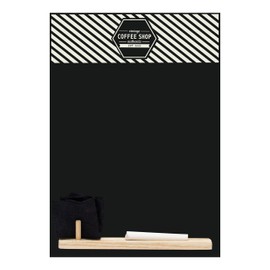 Chalkboards UK HCB002 Vintage Coffee Shop' Small Memo Black Chalkboard/Blackboard/Kitchen Chalk Board with Tray, Piece of Chalk & Felt Eraser, Wood, 29.7 x 20.7 x 1 cm
