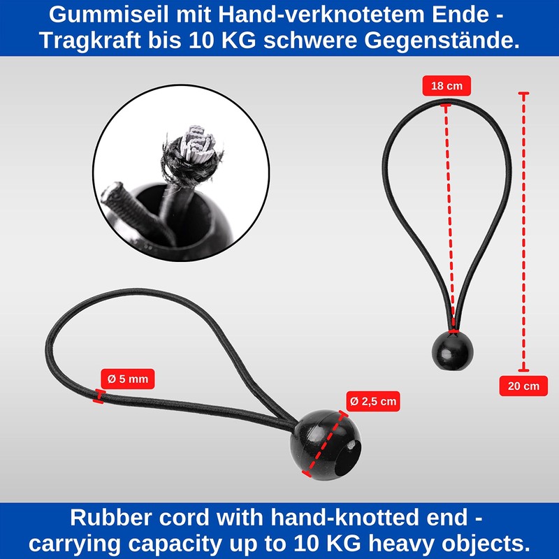 50 Pieces 20cm Length 5mm Rubber Cords Black Rubber Tensioners