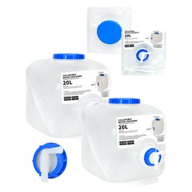 2 Pack 5.3 Gallon Collapsible Water Container Camping Water Container with Spigot,Portable Collapsible Water Jug Water Storage Containers for Outdoors Traveling Emergency,1 Extra Spigot Provided