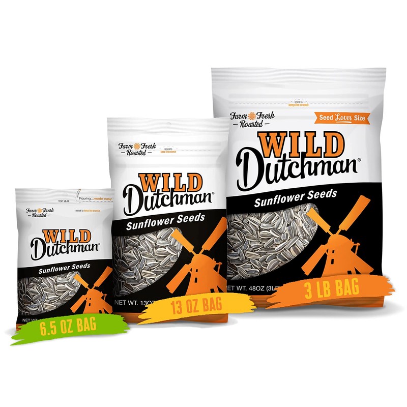 Wild Dutchman Roasted Sunflower Seeds in a Resealable Bag for