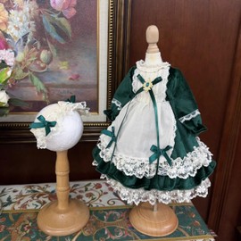 1/4 1/6 1/3 BJD Sphere Joint Doll Dress Doll Costume Doll Maid Clothes Sphere Joint Doll Dress Up Doll Dress Princess Dress Maid Clothes(Head and Body Not Included) Green (1/3)