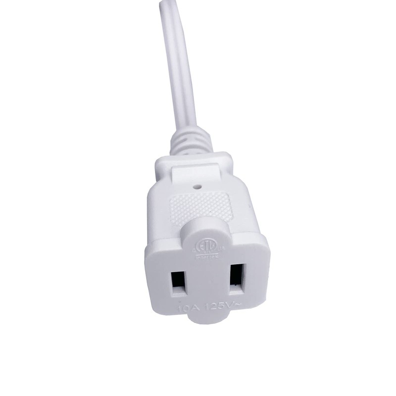 Short Extension Cord 1 Ft, White 2 Prong, 18 AWG