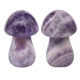 Nupuyai Pack of 2 Crystal Mushroom Figure Decoration, Carved Mini Figures Mushroom Sculpture Healing Stone Lucky Charm Pocket Stones for Home Garden Miniature Fairy Garden Micro Landscape Flower Pot
