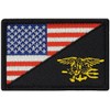 USA Flag Navy Seal Trident Embroidered Morale Patch |Hook Backing