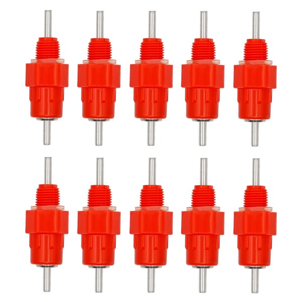 Livestocktool 10 pcs Quail Chicken drinking water nipples Red Steel