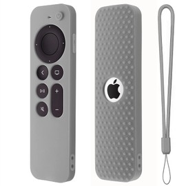 Hi Color Silicone Cover Compatible with Apple TV Siri Remote 3rd 2023 Shockproof Protective Case for Apple TV 4K 2nd 2021 Remote Sleeve with Lanyard (Gray)